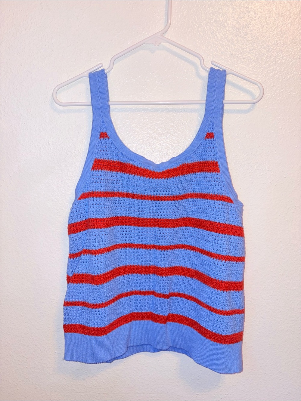 41 Hawthorn Light Blue & Orange Crochet Stripe Tank - Picture 6 of 6